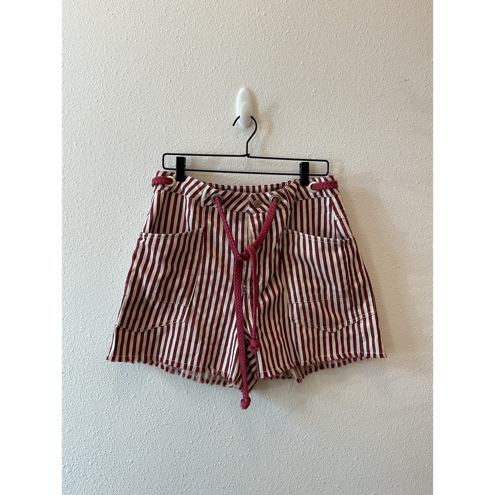 ee: some Los Angeles Women Striped Shorts Red And White Denim Cut Off Size M